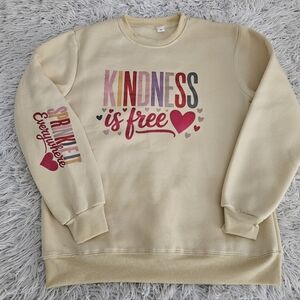 Kindness is Free Sprinkle It Everywhere Sweatshirt Top Cream Multicolor Womens M